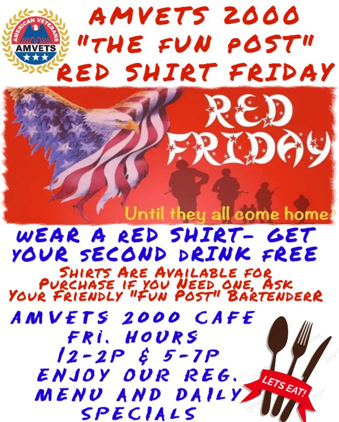 Red Shirt Friday Amvets 2000 Cafe